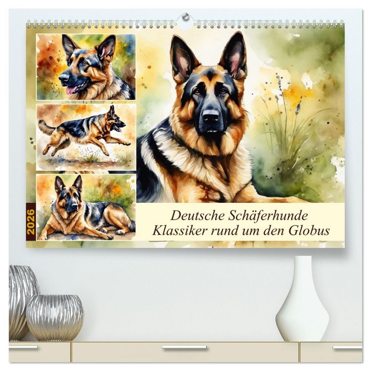 Produktbild: Deutsche Sch&auml;ferhunde - Klassiker rund um den Globus (hochwertiger Premium Wandkalender 2026 DIN A2 quer), Kunstdruck in Hochglanz