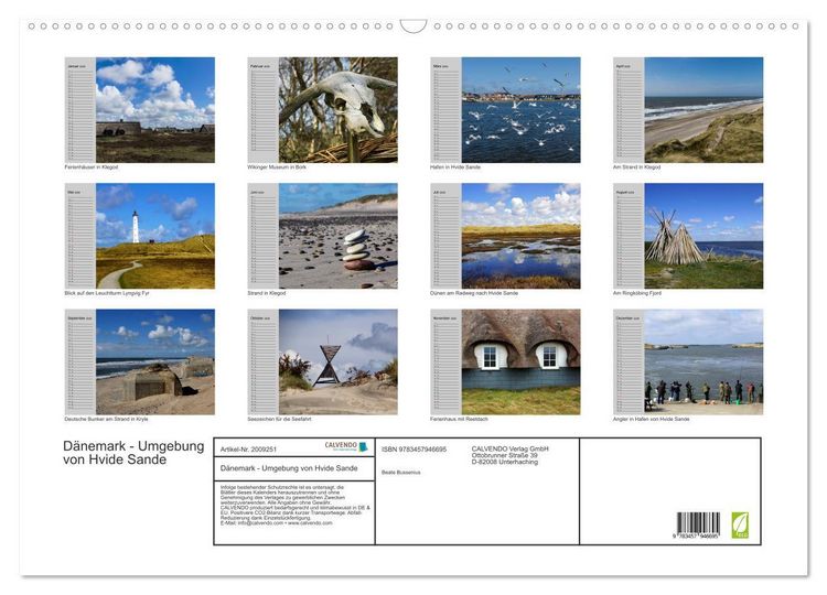 Produktbild: D&auml;nemark - Umgebung von Hvide Sande (Wandkalender 2026 DIN A2 quer), CALVENDO Monatskalender