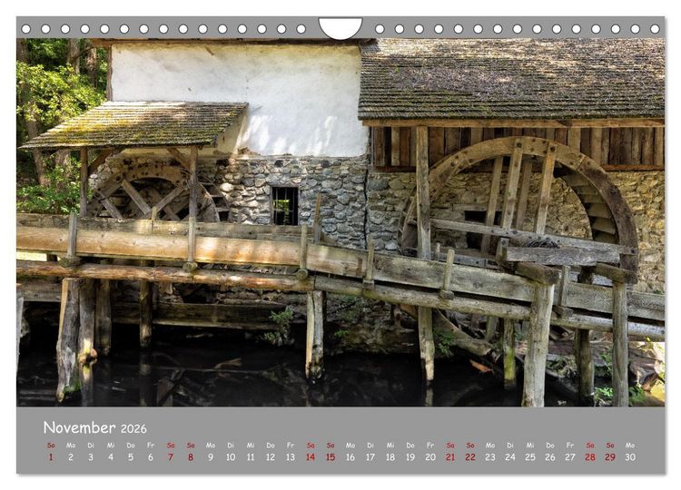Produktbild: Historische M&uuml;hlen - R&auml;der und Fl&uuml;gel der Vergangenheit (Wandkalender 2026 DIN A4 quer), CALVENDO Monatskalender