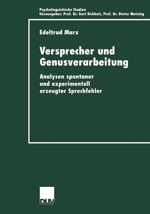 Produktbild: Versprecher und Genusverarbeitung
