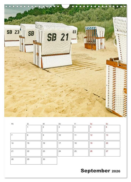 Produktbild: Usedom - Terminplaner (Wandkalender 2026 DIN A3 hoch), CALVENDO Monatskalender
