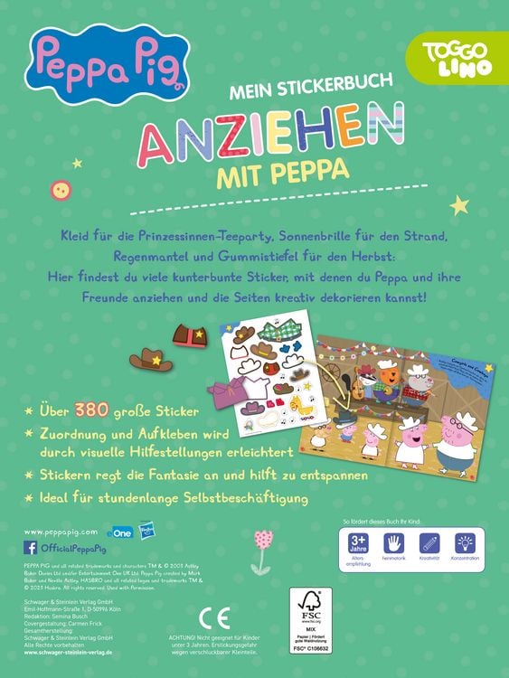 Produktbild: Peppa Pig Mein Stickerbuch Anziehen mit Peppa ab 3 Jahre