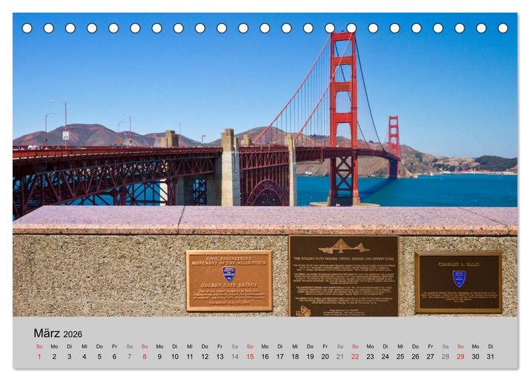 Produktbild: GOLDEN GATE BRIDGE Faszination San Francisco (Tischkalender 2026 DIN A5 quer), CALVENDO Monatskalender