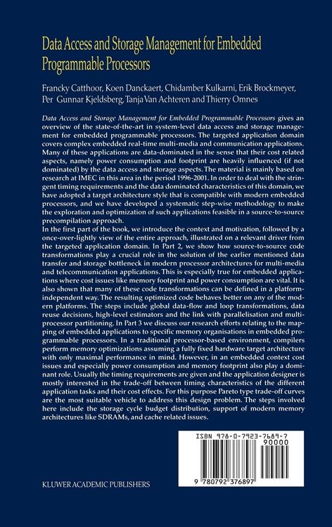 Produktbild: Data Access and Storage Management for Embedded Programmable Processors