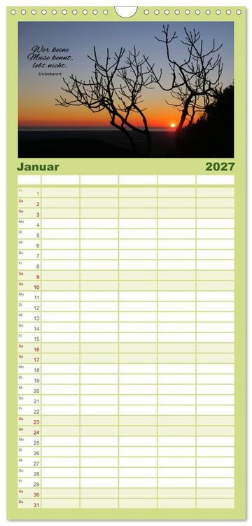 Produktbild: Familienplaner 2027 - Ruhe und Gelassenheit 2027 mit 5 Spalten (Wandkalender, 21 x 45 cm) CALVENDO