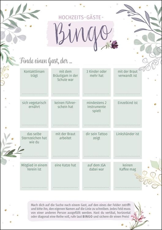 Produktbild: Hochzeits-G&auml;ste-Bingo