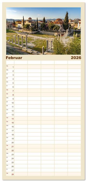 Produktbild: Familienplaner 2026 - Griechenland - Athen mit 5 Spalten (Wandkalender, 21 x 45 cm) CALVENDO