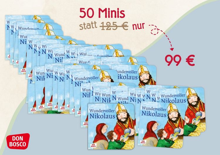 Produktbild: Wundervoller Nikolaus. Die Geschichte vom heiligen Nikolaus. Mini-Bilderbuch. Paket mit 50 Exemplaren zum Vorteilspreis