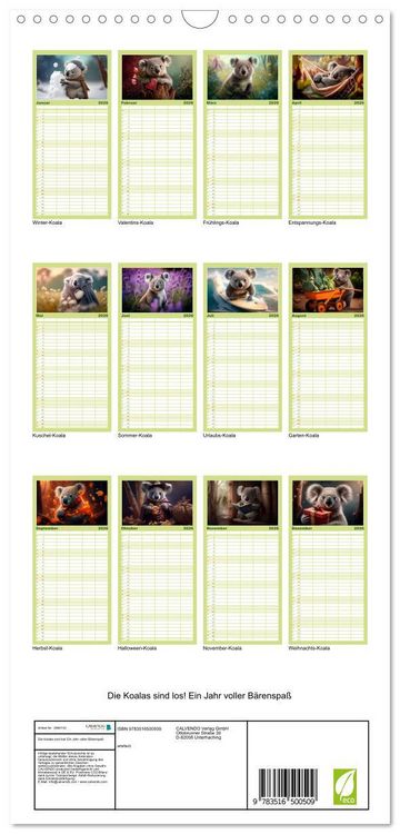 Produktbild: Familienplaner 2026 - Die Koalas sind los! Ein Jahr voller B&auml;renspa&szlig; mit 5 Spalten (Wandkalender, 21 x 45 cm) CALVENDO