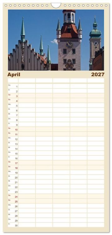 Produktbild: Familienplaner 2027 - M&uuml;nchen - Die Sch&ouml;ne mit 5 Spalten (Wandkalender, 21 x 45 cm) CALVENDO