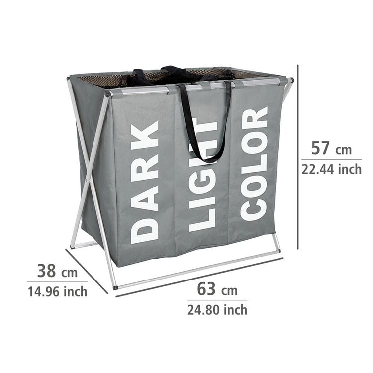 Produktbild: W&auml;schesammler Mod. Trio Grau, W&auml;schekorb, 130 l