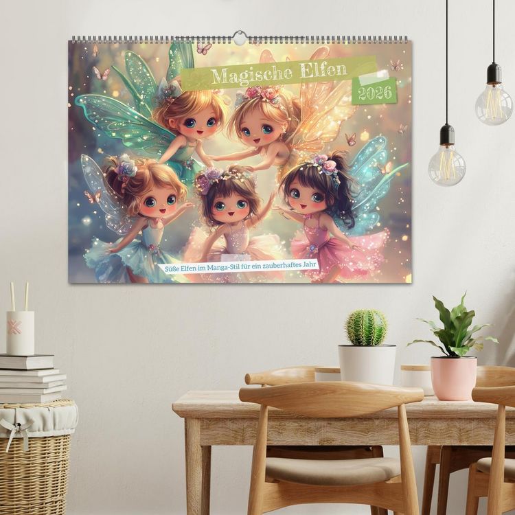 Produktbild: Magische Elfen - S&uuml;&szlig;e Elfen im Manga-Stil f&uuml;r ein zauberhaftes Jahr (Wandkalender 2026 DIN A2 quer), CALVENDO Monatskalender