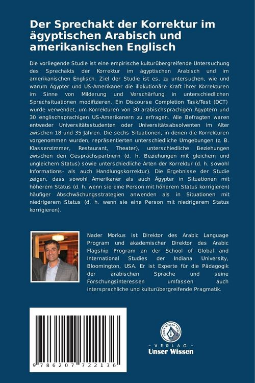 Produktbild: Der Sprechakt der Korrektur im &auml;gyptischen Arabisch und amerikanischen Englisch