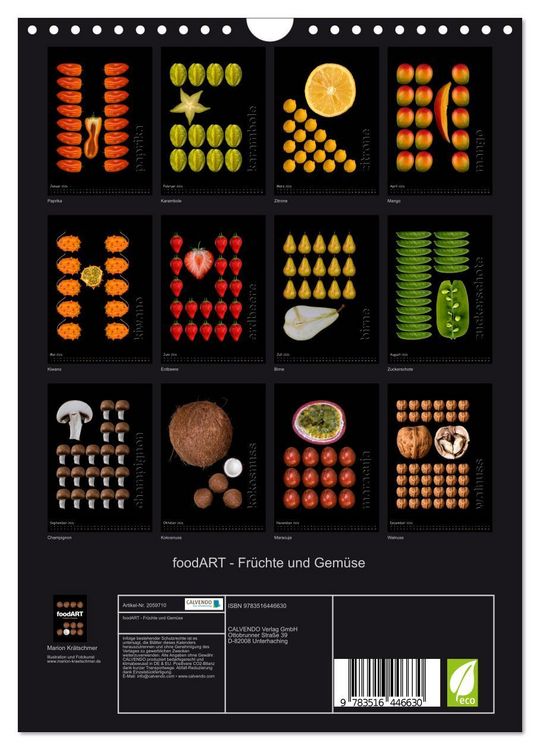 Produktbild: foodART - Fr&uuml;chte und Gem&uuml;se (Wandkalender 2026 DIN A4 hoch), CALVENDO Monatskalender