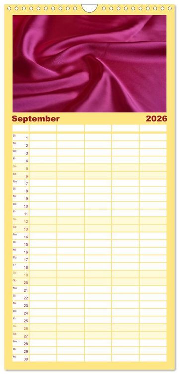 Produktbild: Familienplaner 2026 - Foto- und Bastelkalender Satin - Stilvoll zum Selbstgestalten mit 5 Spalten (Wandkalender, 21 x 45 cm) CALVENDO
