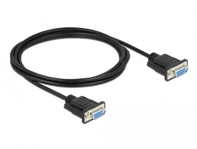 Produktbild: Delock Seriell Anschlusskabel [1x RS232-Buchse - 1x RS232-Buchse] 2m Schwarz