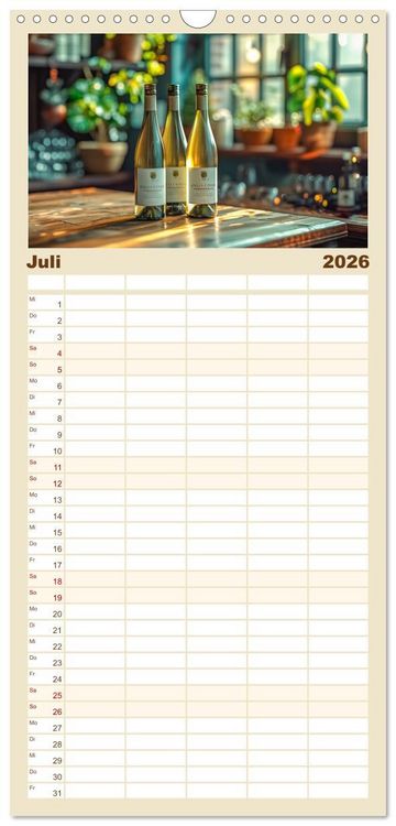 Produktbild: Familienplaner 2026 - Der Weingenie&szlig;er mit 5 Spalten (Wandkalender, 21 x 45 cm) CALVENDO