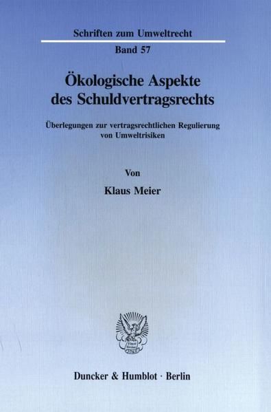 Produktbild: &Ouml;kologische Aspekte des Schuldvertragsrechts.