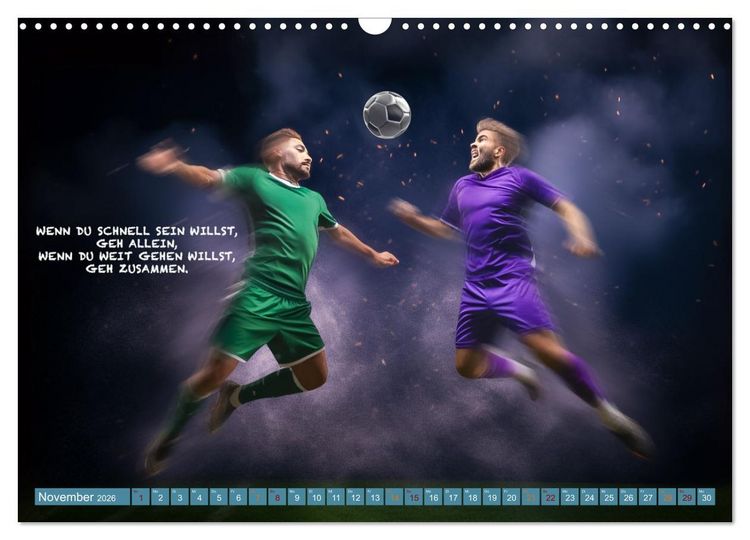 Produktbild: Fu&szlig;ball und tolle Spr&uuml;che (Wandkalender 2026 DIN A3 quer), CALVENDO Monatskalender