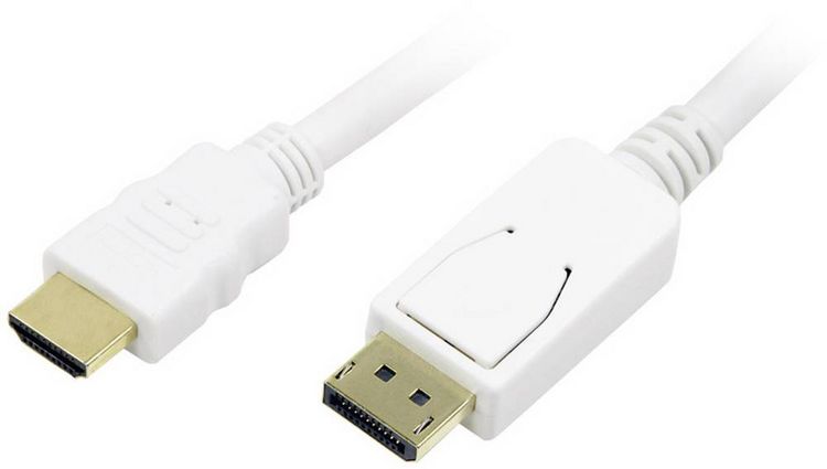 Produktbild: LogiLink DisplayPort / HDMI Adapterkabel DisplayPort Stecker, HDMI-A Stecker 2.00 m Wei&szlig; CV0055 vergoldete Steckkontakte DisplayPort-Kabel