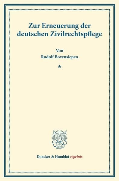 Produktbild: Zur Erneuerung der deutschen Zivilrechtspflege.