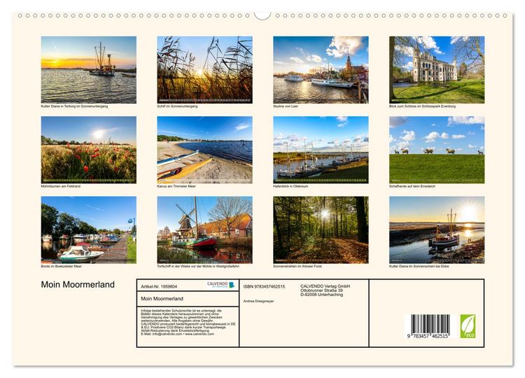 Produktbild: Moin Moormerland (hochwertiger Premium Wandkalender 2026 DIN A2 quer), Kunstdruck in Hochglanz