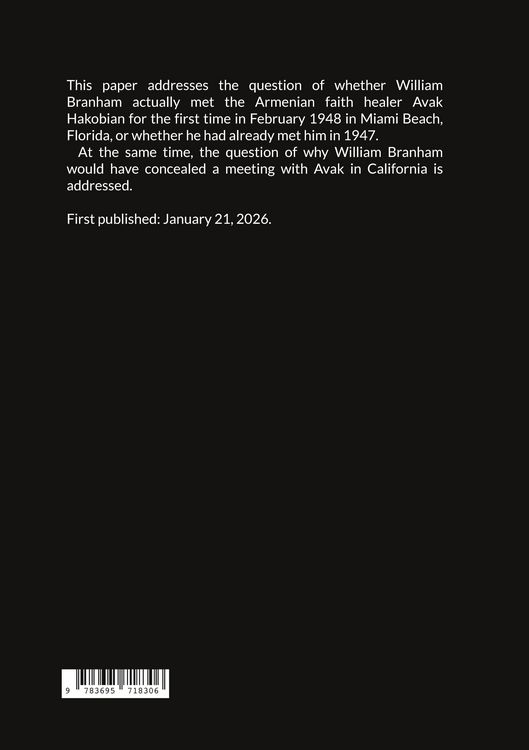 Produktbild: Did William Branham and Avak meet in 1947?