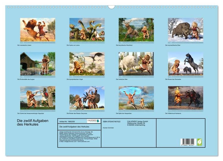 Produktbild: Die zw&ouml;lf Aufgaben des Herkules (Wandkalender 2026 DIN A2 quer), CALVENDO Monatskalender