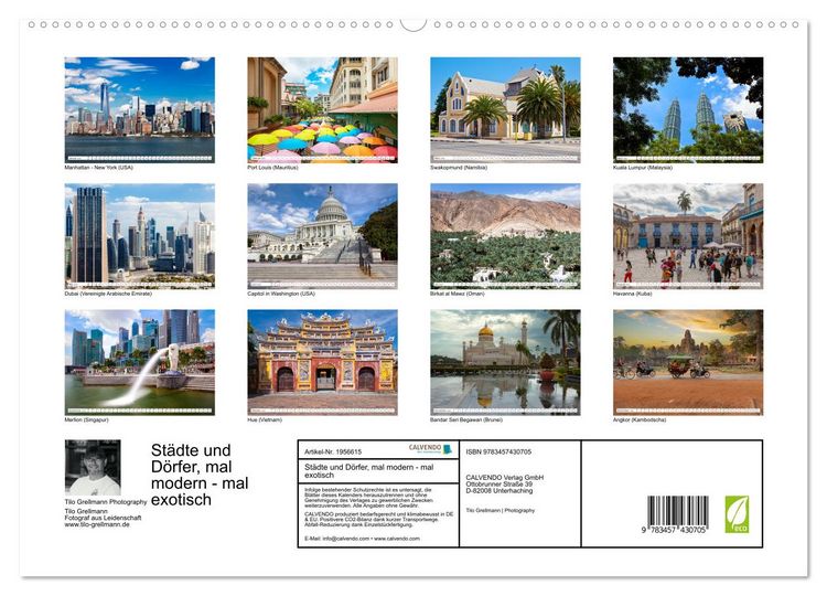 Produktbild: St&auml;dte und D&ouml;rfer, mal modern - mal exotisch (hochwertiger Premium Wandkalender 2026 DIN A2 quer), Kunstdruck in Hochglanz