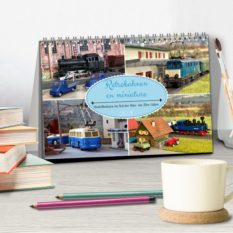 Produktbild: Retrobahnen en miniature (Tischkalender 2026 DIN A5 quer), CALVENDO Monatskalender
