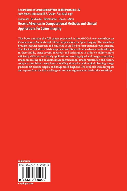Produktbild: Recent Advances in Computational Methods and Clinical Applications for Spine Imaging