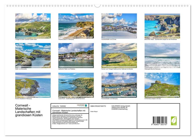 Produktbild: Cornwall - Malerische Landschaften mit grandiosen K&uuml;sten (hochwertiger Premium Wandkalender 2026 DIN A2 quer), Kunstdruck in Hochglanz