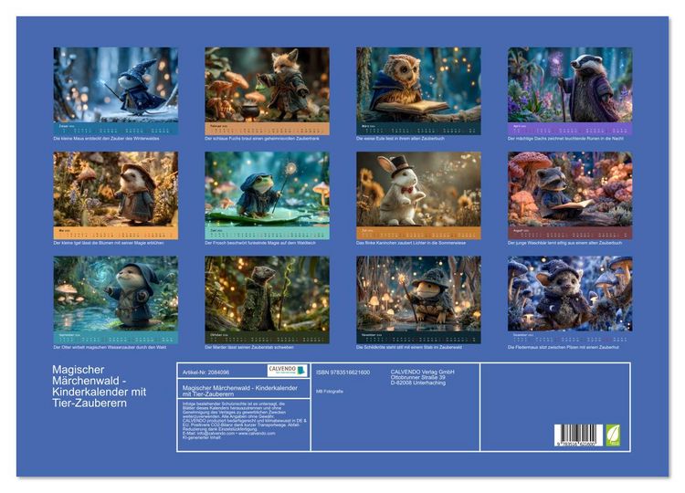 Produktbild: Magischer M&auml;rchenwald - Kinderkalender mit Tier-Zauberern (Wandkalender 2026 DIN A2 quer), CALVENDO Monatskalender