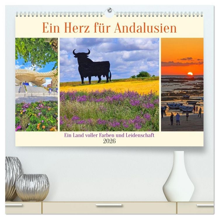Produktbild: Ein Herz f&uuml;r Andalusien (hochwertiger Premium Wandkalender 2026 DIN A2 quer), Kunstdruck in Hochglanz
