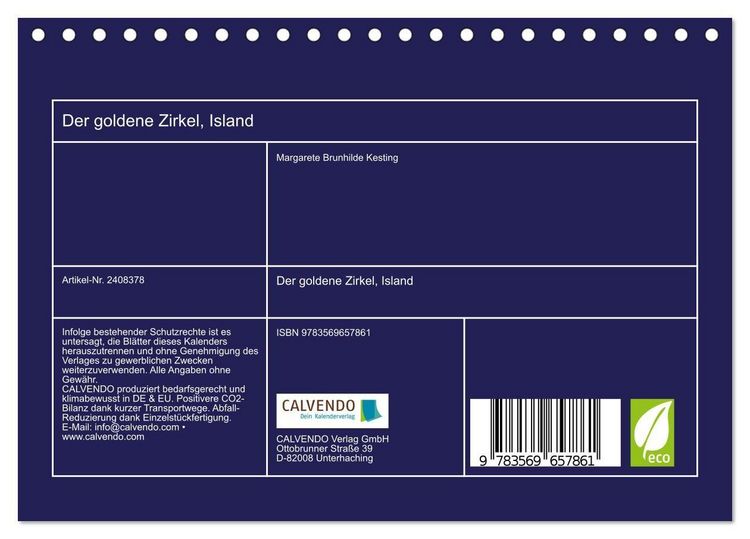 Produktbild: Der goldene Zirkel, Island (Tischkalender 2027 DIN A5 quer), CALVENDO Monatskalender
