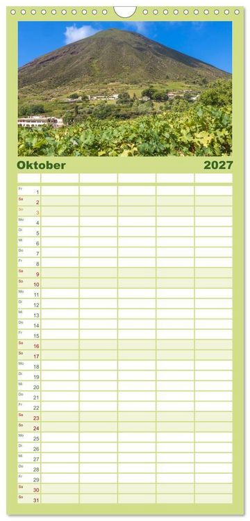 Produktbild: Familienplaner 2027 - Liparische Inseln - Vulkane im Tyrrhenischen Meer mit 5 Spalten (Wandkalender, 21 x 45 cm) CALVENDO