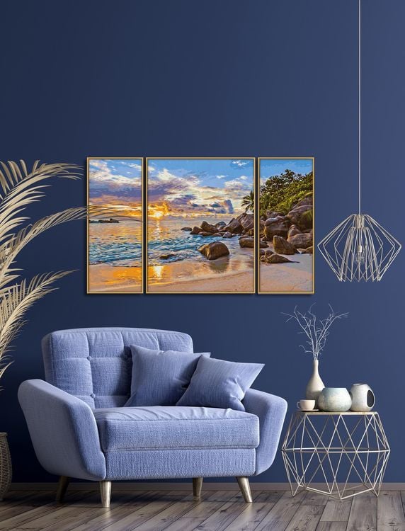 Schipper 609260906 - Malen nach Zahlen, Abendstimmung im Paradies, Triptychon, 50 x 80 cm