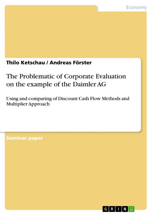 Produktbild: The Problematic of Corporate Evaluation on the example of the Daimler AG