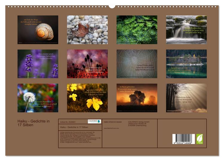 Produktbild: Haiku - Gedichte in 17 Silben (hochwertiger Premium Wandkalender 2026 DIN A2 quer), Kunstdruck in Hochglanz