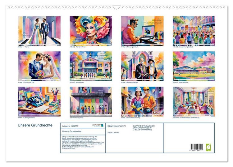 Produktbild: Unsere Grundrechte (Wandkalender 2026 DIN A2 quer), CALVENDO Monatskalender
