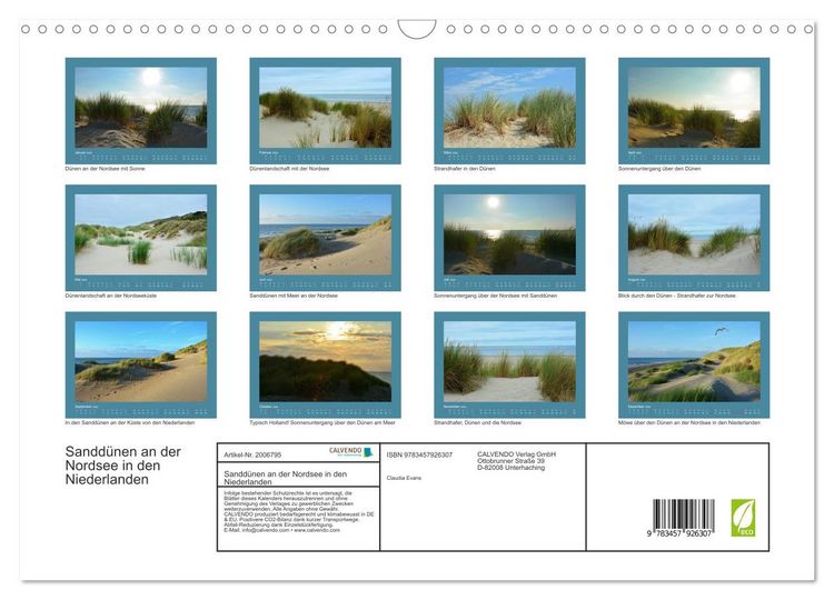 Produktbild: Sandd&uuml;nen an der Nordsee in den Niederlanden (Wandkalender 2026 DIN A3 quer), CALVENDO Monatskalender