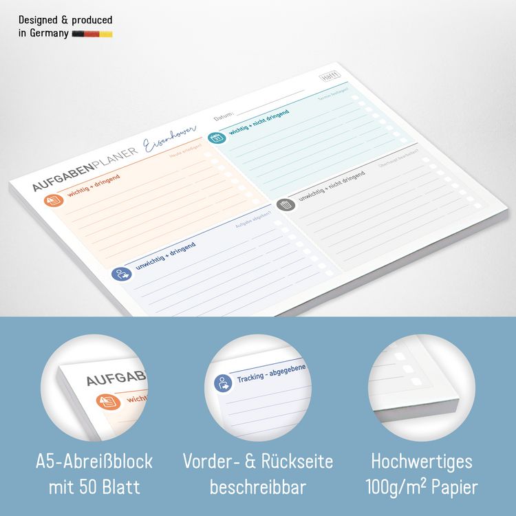 Produktbild: Block A5 quer Aufgabenplaner Management by Eisenhower
