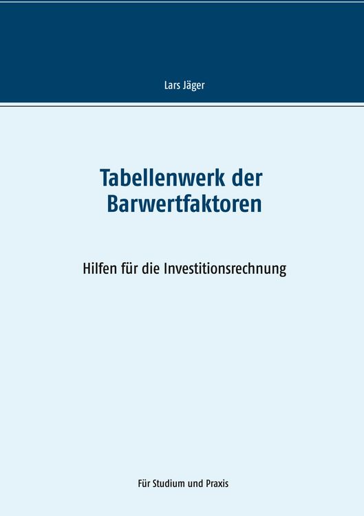 Produktbild: Tabellenwerk der Barwertfaktoren
