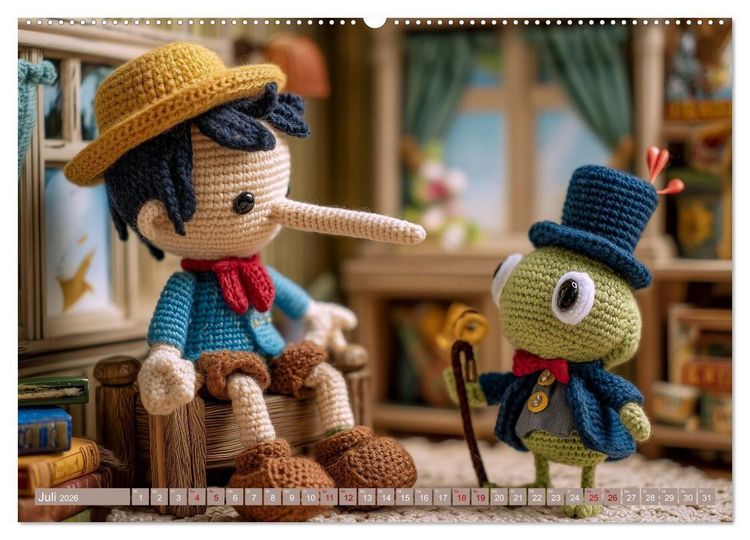 Produktbild: Amigurumi Erz&auml;hlzauber. Fantastische Geschichten als H&auml;kelkunst inszeniert (hochwertiger Premium Wandkalender 2026 DIN A2 quer), Kunstdruck in Hochglanz