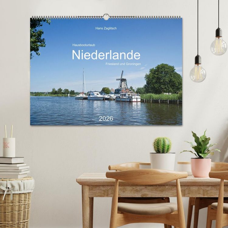 Produktbild: Hausbooturlaub Niederlande - Friesland und Groningen (Wandkalender 2026 DIN A2 quer), CALVENDO Monatskalender