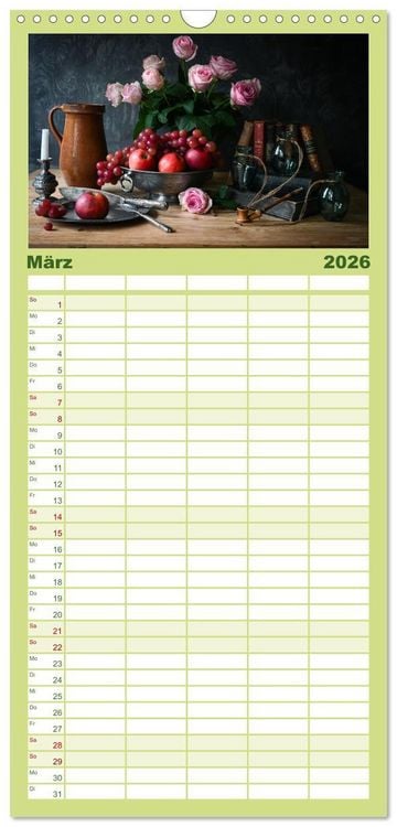 Produktbild: Familienplaner 2026 - Stillleben Alte Meister mit 5 Spalten (Wandkalender, 21 x 45 cm) CALVENDO