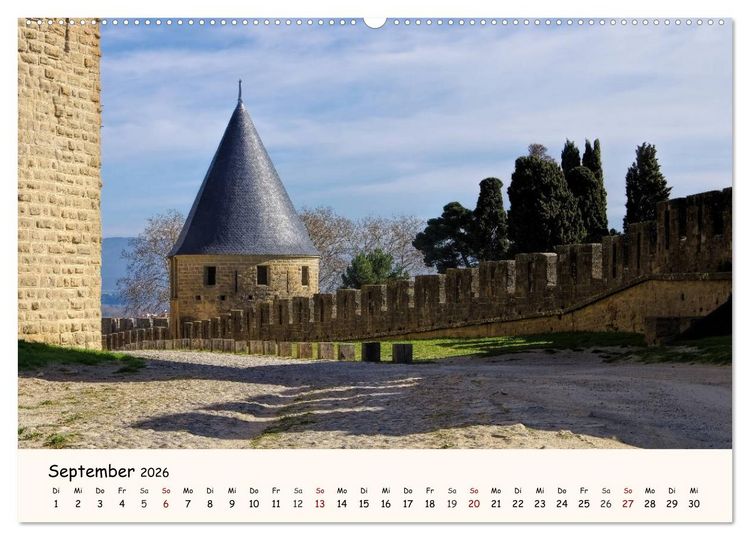 Produktbild: Cite von Carcassonne - Zeitreise ins Mittelalter (hochwertiger Premium Wandkalender 2026 DIN A2 quer), Kunstdruck in Hochglanz