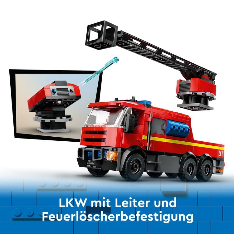 Produktbild: LEGO City 60414 Feuerwehrstation mit Drehleiterfahrzeug, Feuerwehr-Spielzeug