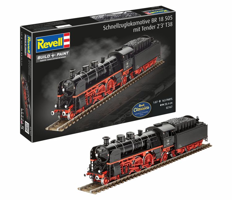 Produktbild: Revell 02167 Schnellzuglokomotive BR 18 505 mit Tender 2'3' T38 Lokomotive Bausatz 1:87