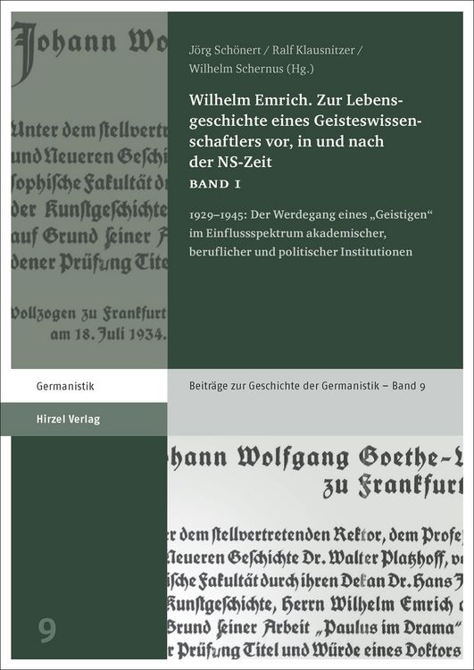 Produktbild: Wilhelm Emrich. Zur Lebensgeschichte eines Geisteswissenschaftlers vor, in und nach der NS-Zeit